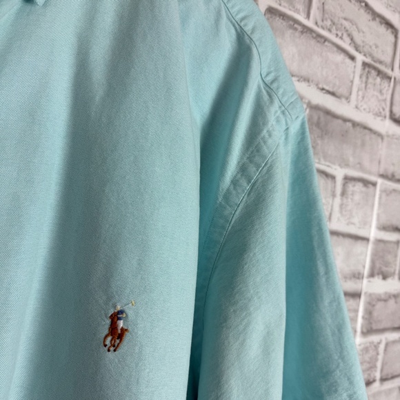Polo Ralph Lauren Mint Blue Short Sleeve Button Down Shirt Mens 2XLT TALL - Picture 3 of 7